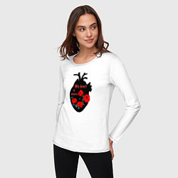 Лонгслив хлопковый женский My heart is yours, цвет: белый — фото 2