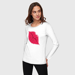 Лонгслив хлопковый женский Розовые губки, цвет: белый — фото 2
