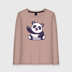 Лонгслив хлопковый женский Привет от панды, цвет: пыльно-розовый