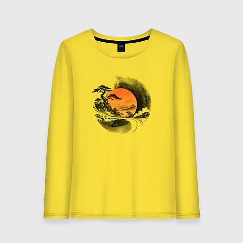 Женский лонгслив Красный восход / Желтый – фото 1