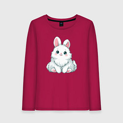 Лонгслив хлопковый женский Пушистый аниме кролик, цвет: маджента