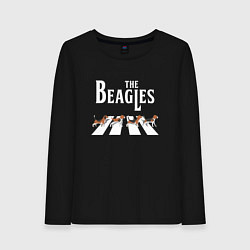 Лонгслив хлопковый женский Бигли The Beatles пародия, цвет: черный