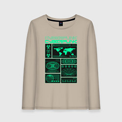 Лонгслив хлопковый женский Cyberpunk streetwear, цвет: миндальный