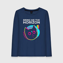 Лонгслив хлопковый женский Bring Me the Horizon rock star cat, цвет: тёмно-синий