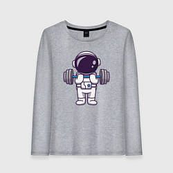 Лонгслив хлопковый женский Космонавт со штангой, цвет: меланж