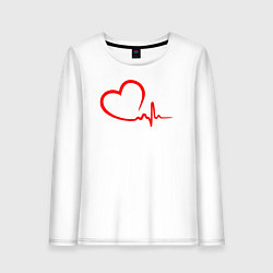 Лонгслив хлопковый женский Пульс сердца, цвет: белый