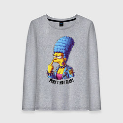 Лонгслив хлопковый женский Marge Simpson - punks not dead motto, цвет: меланж