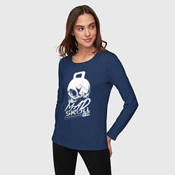 Лонгслив хлопковый женский Mad skull crossfit, цвет: тёмно-синий — фото 2