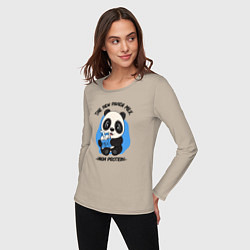 Лонгслив хлопковый женский Панда с молоком, цвет: миндальный — фото 2