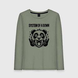 Лонгслив хлопковый женский System of a Down - rock panda, цвет: авокадо
