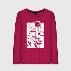 Лонгслив хлопковый женский Синдзи Икари и Аска Лэнгли, цвет: маджента