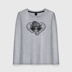 Лонгслив хлопковый женский Слоненок хипстер, цвет: меланж