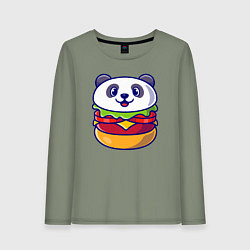 Лонгслив хлопковый женский Панда бургер, цвет: авокадо