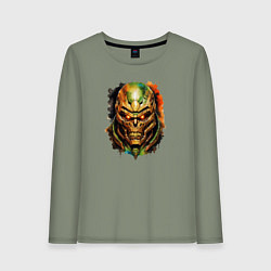 Лонгслив хлопковый женский Doom slayer skull, цвет: авокадо
