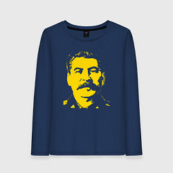 Лонгслив хлопковый женский Yellow Stalin, цвет: тёмно-синий