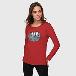 Лонгслив хлопковый женский Птенцы, цвет: красный — фото 2