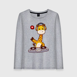 Лонгслив хлопковый женский Жираф за пультом, цвет: меланж
