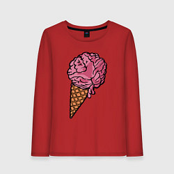 Лонгслив хлопковый женский Brain ice cream, цвет: красный