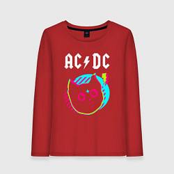 Лонгслив хлопковый женский AC DC rock star cat, цвет: красный