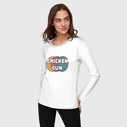 Лонгслив хлопковый женский Chicken gun круги, цвет: белый — фото 2