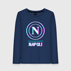 Лонгслив хлопковый женский Napoli FC в стиле glitch, цвет: тёмно-синий