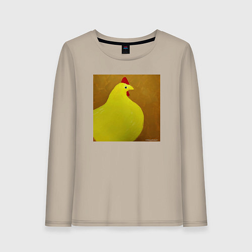 Женский лонгслив Пушистая курица / Миндальный – фото 1