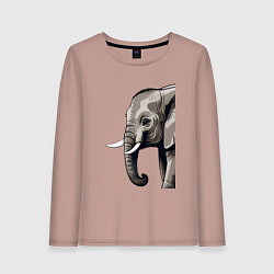 Лонгслив хлопковый женский Большой африканский слон, цвет: пыльно-розовый