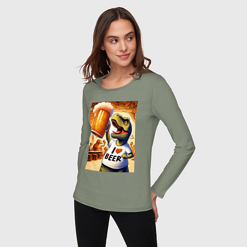 Женский лонгслив I love beer - ai art / Авокадо – фото 3
