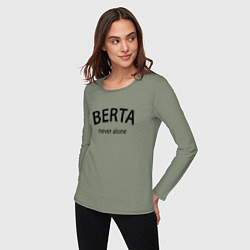 Лонгслив хлопковый женский Berta never alone - motto, цвет: авокадо — фото 2
