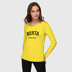 Лонгслив хлопковый женский Berta never alone - motto, цвет: желтый — фото 2