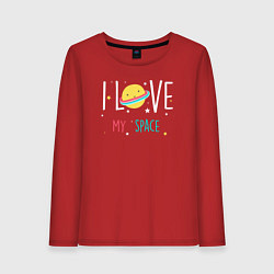 Лонгслив хлопковый женский Люблю свой космос, цвет: красный