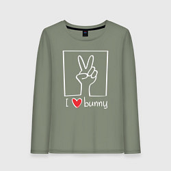 Лонгслив хлопковый женский I love bunny, цвет: авокадо