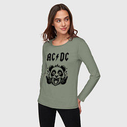 Лонгслив хлопковый женский AC DC - rock panda, цвет: авокадо — фото 2