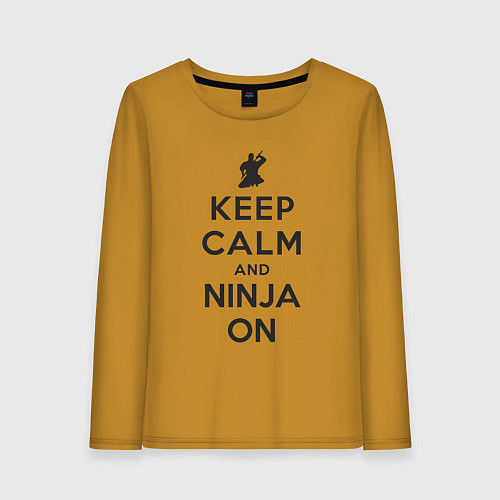 Женский лонгслив Keep calm and ninja on / Горчичный – фото 1