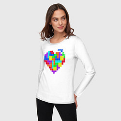 Лонгслив хлопковый женский Color tetris, цвет: белый — фото 2