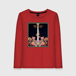 Женский лонгслив Абстракные лица, цветы и ноты