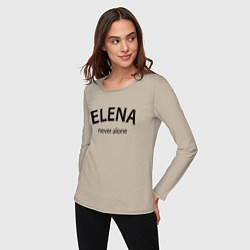 Лонгслив хлопковый женский Elena never alone - motto, цвет: миндальный — фото 2