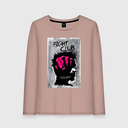 Лонгслив хлопковый женский Fihgt club poster, цвет: пыльно-розовый