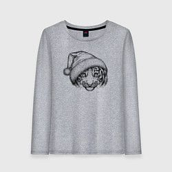 Лонгслив хлопковый женский Новогодний тигренок, цвет: меланж