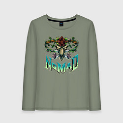 Лонгслив хлопковый женский Skull bike nomad, цвет: авокадо
