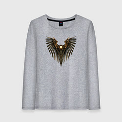 Лонгслив хлопковый женский Знак крыльев, цвет: меланж