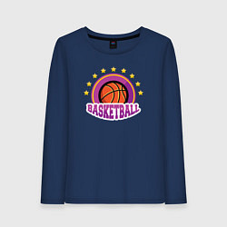 Лонгслив хлопковый женский Basket stars, цвет: тёмно-синий