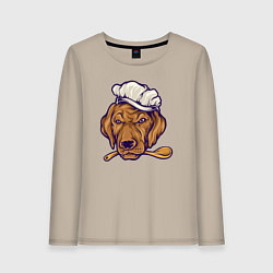 Лонгслив хлопковый женский Chef dog, цвет: миндальный