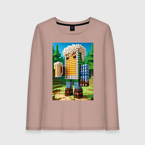 Женский лонгслив Beer dude - Minecraft ai art / Пыльно-розовый – фото 1