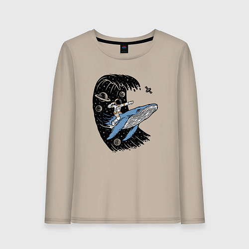 Женский лонгслив Космонавт и кит / Миндальный – фото 1