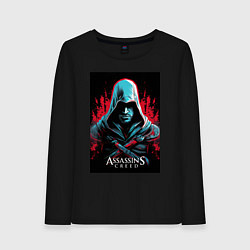 Лонгслив хлопковый женский Assassins creed классика, цвет: черный