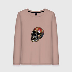 Лонгслив хлопковый женский Железный череп, цвет: пыльно-розовый