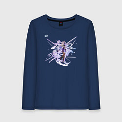 Лонгслив хлопковый женский Кэ Цин из Геншин Импакт, цвет: тёмно-синий