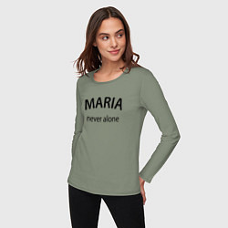 Лонгслив хлопковый женский Maria never alone - motto, цвет: авокадо — фото 2