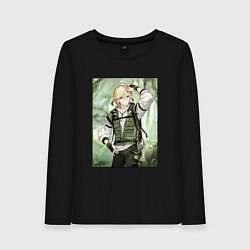 Лонгслив хлопковый женский Кавех Геншин, цвет: черный
